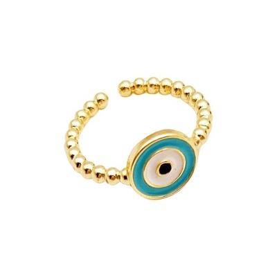 Evil Eye Ring, Gold, Orbis Eye (#4), Light Blue