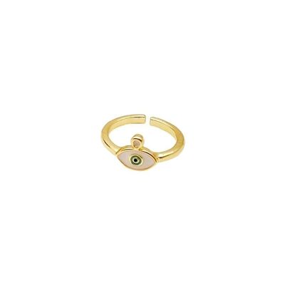 Evil Eye Ring, Gold, Orakel (#5), Weiß