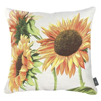 Housse de coussin tissée 3 tournesols