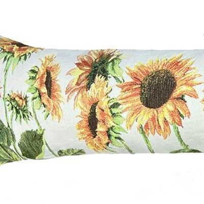 Sunflower woven cushion cover at the bottom of the door
