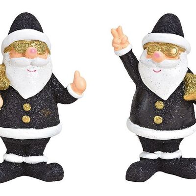 Babbo Natale in poliestere nero, oro 2 volte, (L/A/P) 8x12x6 cm