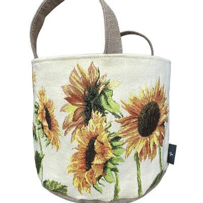 Cesta tejida de girasoles en jacquard