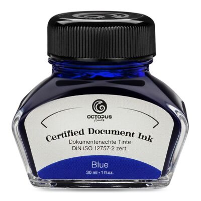 Tinta para documentos azul, certificación DIN ISO 12757-2