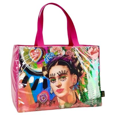 Sac isotherme L, "Frida art déco" rose