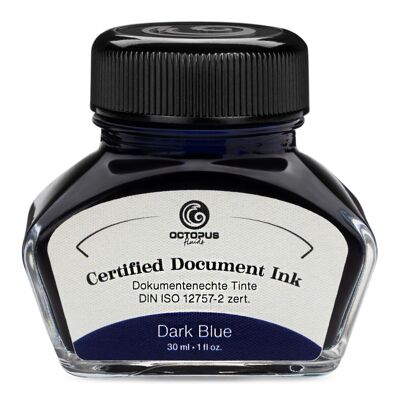Tinta para documentos azul oscuro, certificación DIN ISO 12757-2