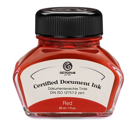 Tinta para documentos roja, certificación DIN ISO 12757-2