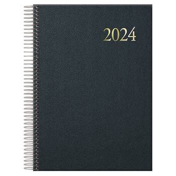 Dohe - Agenda 2024 en Catalan - Vue Semaine - Format Moyen : 14x20 cm - 144 pages - Reliure cousue - Couverture rigide - Couleur Noir - Modèle Segovia 1