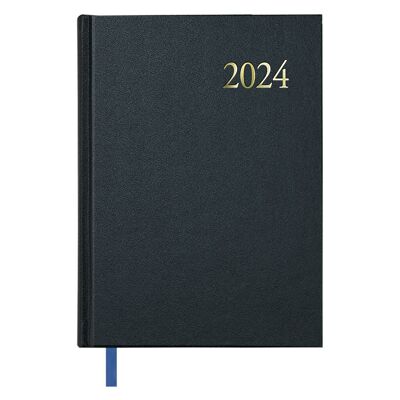 Dohe - Agenda 2024 - Cada día una Página (Día a Día) - Tamaño Mediano: 14x20 cm - 384 páginas - Encuadernación cosida - Tapa dura - Color Negro - Modelo Segovia