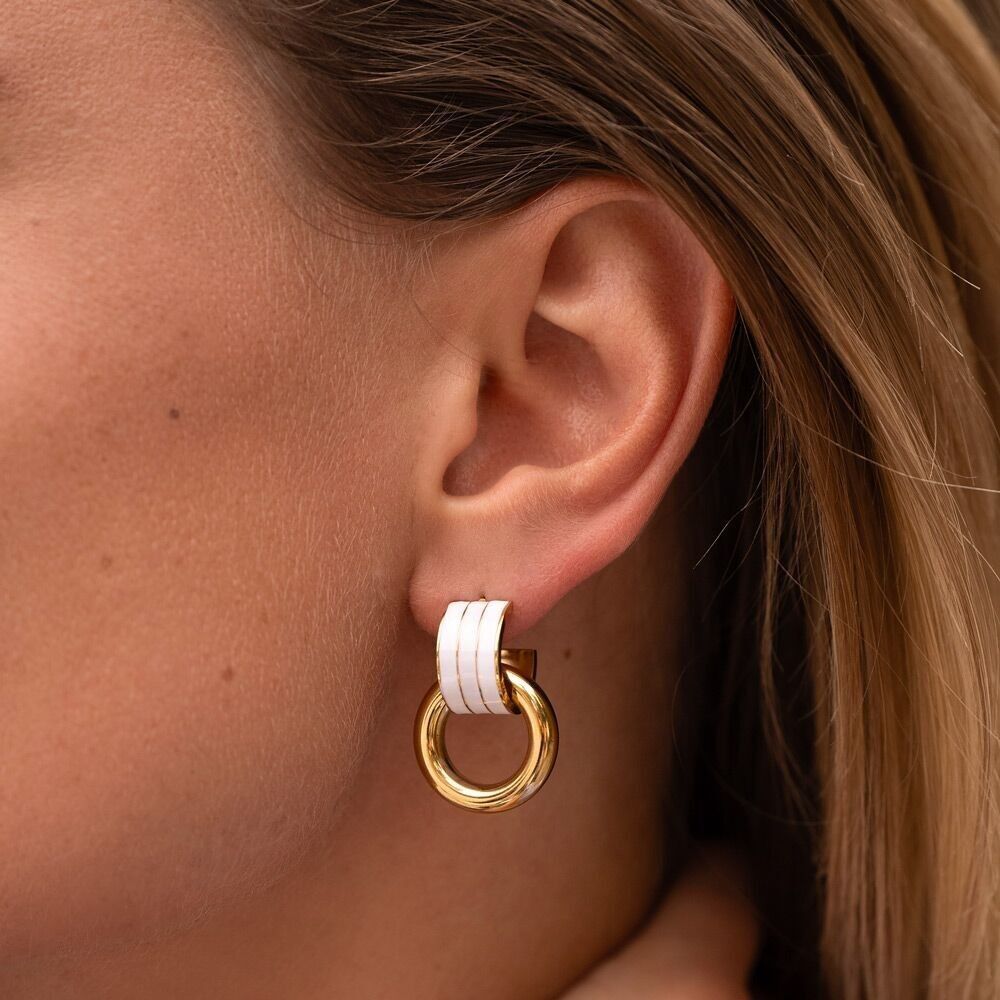 Enara-Creolen – halbe Creolen aus Emaille und dicker Ring