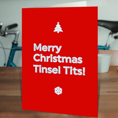 Rude Christmas Card - Tinsel Tits