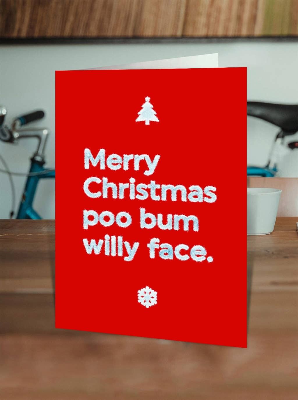 Cartolina di Natale scortese - Xmas Poo Bum Willy Face