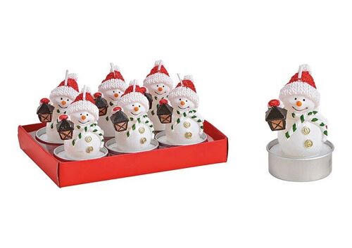 Teelicht-Set Schneemann 4x7x4cm aus Wachs Weiß 6er Set