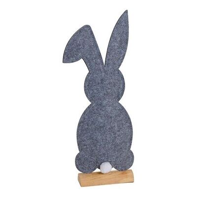 Bunny on a wooden stand made of gray felt (W / H / D) 18x50x6cm