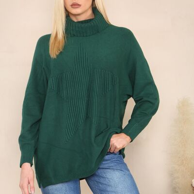 High neck jumper with ribbed star