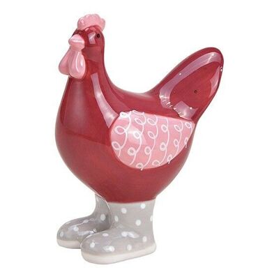 Pollo de cerámica rosa / rosa (An / Al / Pr) 9x12x6cm