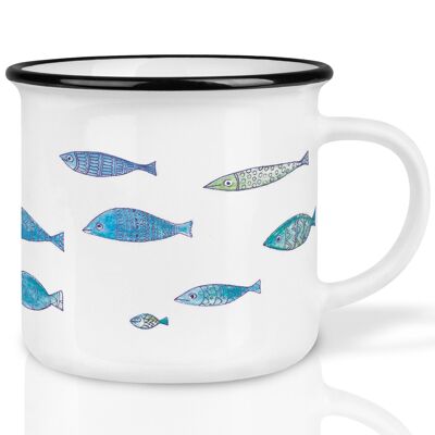 Keramiktasse – Fischschwarm