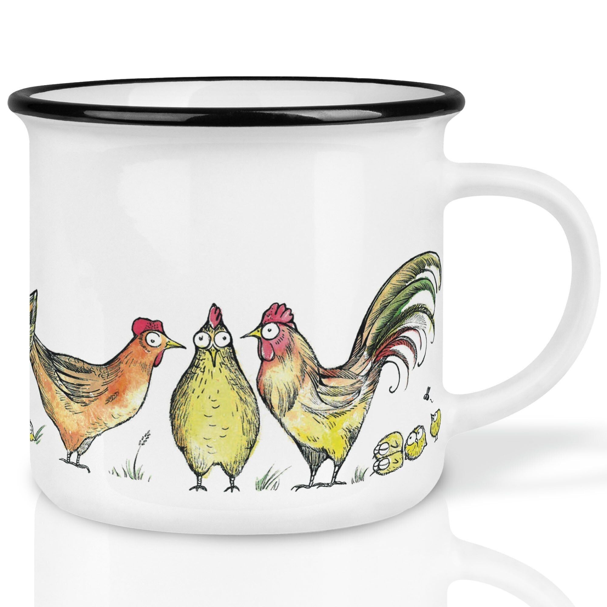 Keramiktasse – Fuchs im Hühnerpelz