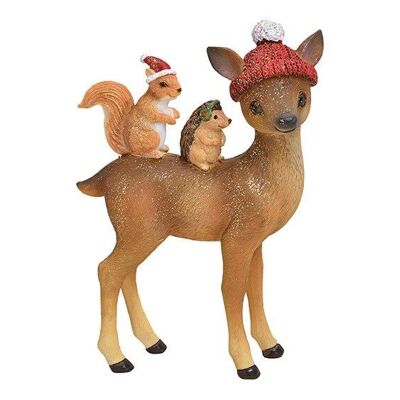 Poly deer with glitter brown (W / H / D) 10x15x4cm