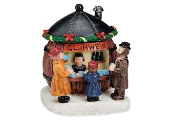 Figurine de Noël présentoir à vin chaud en tonneau en poly