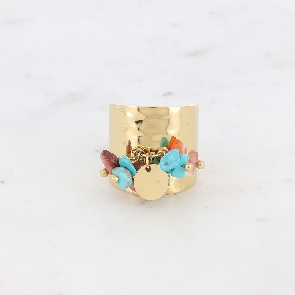 Albia-Ring – Natursteinanhänger und runde Quaste