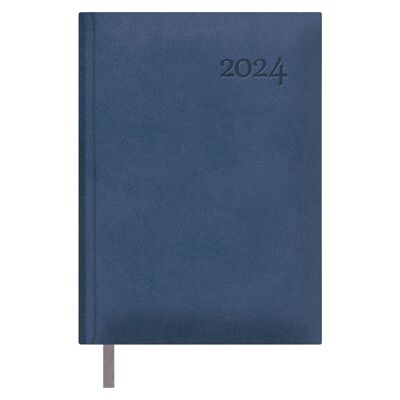 Dohe - Agenda 2024 - Page du Jour - Format Moyen : 14x20 cm - 336 pages - Reliure cousue - Relié - Coloris Bleu - Modèle Lausanne