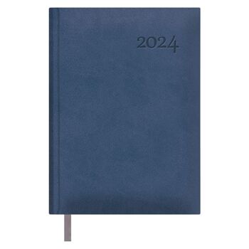 Dohe - Agenda 2024 - Page du Jour - Format Moyen : 14x20 cm - 336 pages - Reliure cousue - Relié - Coloris Bleu - Modèle Lausanne 1