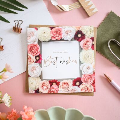 Best Wishes Floral Foiled Greeting Card