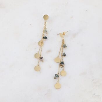 Boucles pendantes Albia - breloques en pierre naturelle et pampilles rondes 2