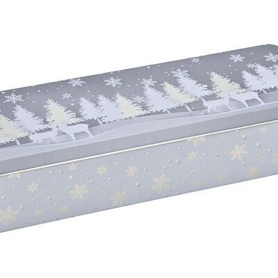 Winter forest box made of metal gray (W / H / D) 29x7x10cm