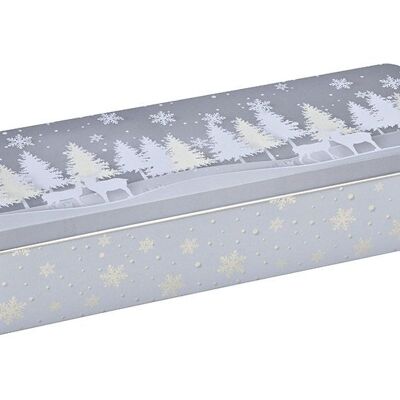 Scatola foresta invernale in metallo grigio (L / A / P) 29x7x10cmx