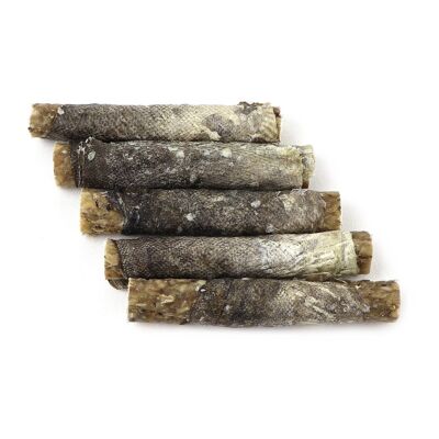 DOGBOSS 100% natural filled chewing rolls, beef skin with cod, set of 5 in 13 cm (5x32g=160g) or 17 cm (5x41g=205g)