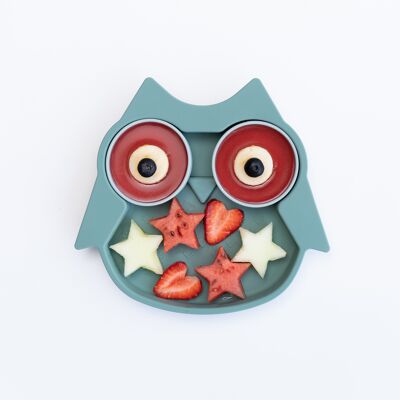 Silicone Plate with Pots Owl