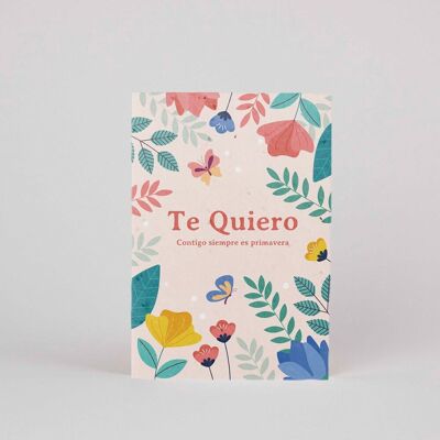 Pflanzbare Postkarten: „Ich liebe dich. Bei dir ist es immer Frühling“ (Flor de Alder)