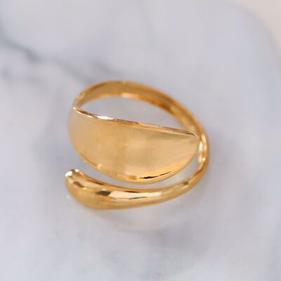 Asymmetrical golden hug ring