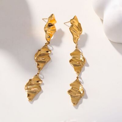 Boucles d'oreilles triple losanges martelés pendantes