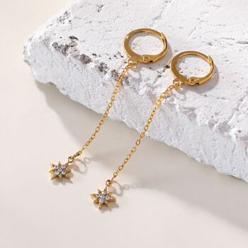 Boucles d'oreilles minis anneaux avec étoiles pendantes 2