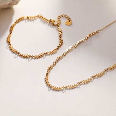 Collana a catena in oro multi foglia