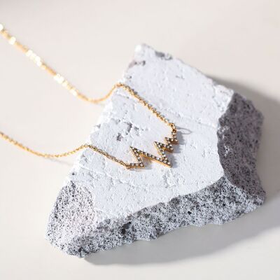 Gold chain necklace with multi V pendants