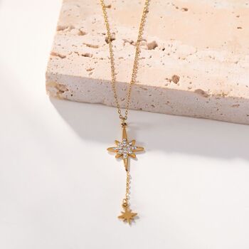 Collier chaîne dorée avec pendentif étoiles 1