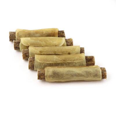 DOGBOSS 100% natural filled chewing rolls, beef skin with duck & apple, set of 5 in 13 cm (5x50g=250g) or 17 cm (5x75g=375g)
