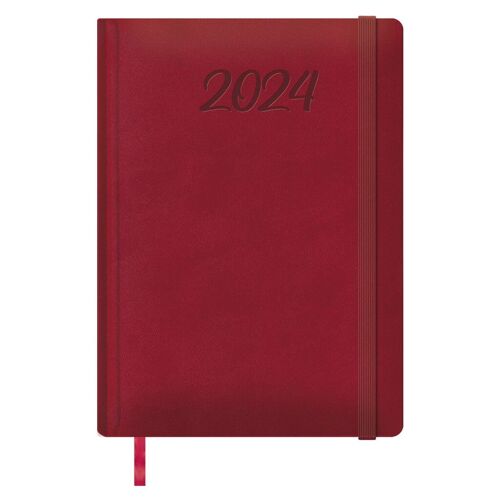 Dohe - Agenda 2024 - Día Página - Tamaño: 17x24 cm - 336 páginas - Encuadernación cosida - Tapa dura - Color Burdeos - Modelo Manaos