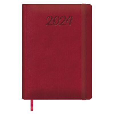 Dohe - Agenda 2024 - Pagina del giorno - Formato: 17x24 cm - 336 pagine - Rilegatura cucita - Copertina rigida - Colore Bordeaux - Modello Manaus