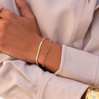 Bracciale Imane - maglia a specchio e serpente sottile con palline