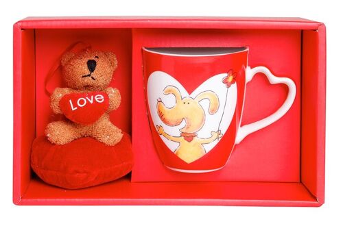 Ceramic mug "DOG" in a gift box, with a teddy bear. Dimension 9x10cm TW-003B