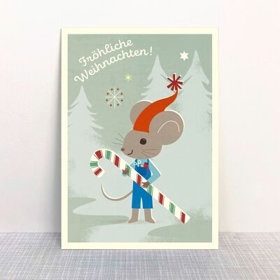 Postcard Christmas candy mouse