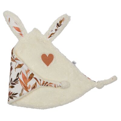 Little heart rabbit comforter - ivory microfiber / imp. foliage