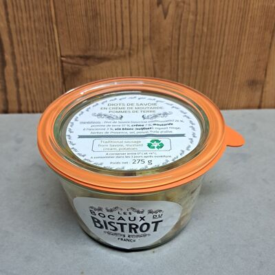 Diots de Savoie in mustard cream, potatoes (glass jar / traditional jars)