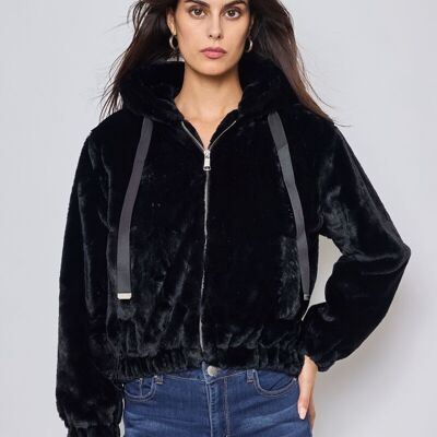 Fur jacket - short with hood