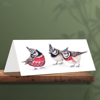 Crested Tit Christmas Card, Christmas Cards, Animal Cards, Cute Greeting Cards, Bird Card, Christmas Cards, Holiday Cards