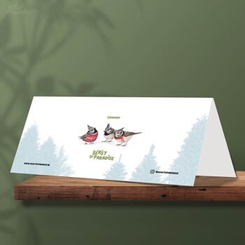 Carte de Noël à mésange huppée, cartes de Noël, cartes d’animaux, cartes de vœux mignonnes, carte d’oiseau, cartes de Noël, cartes de vacances 2